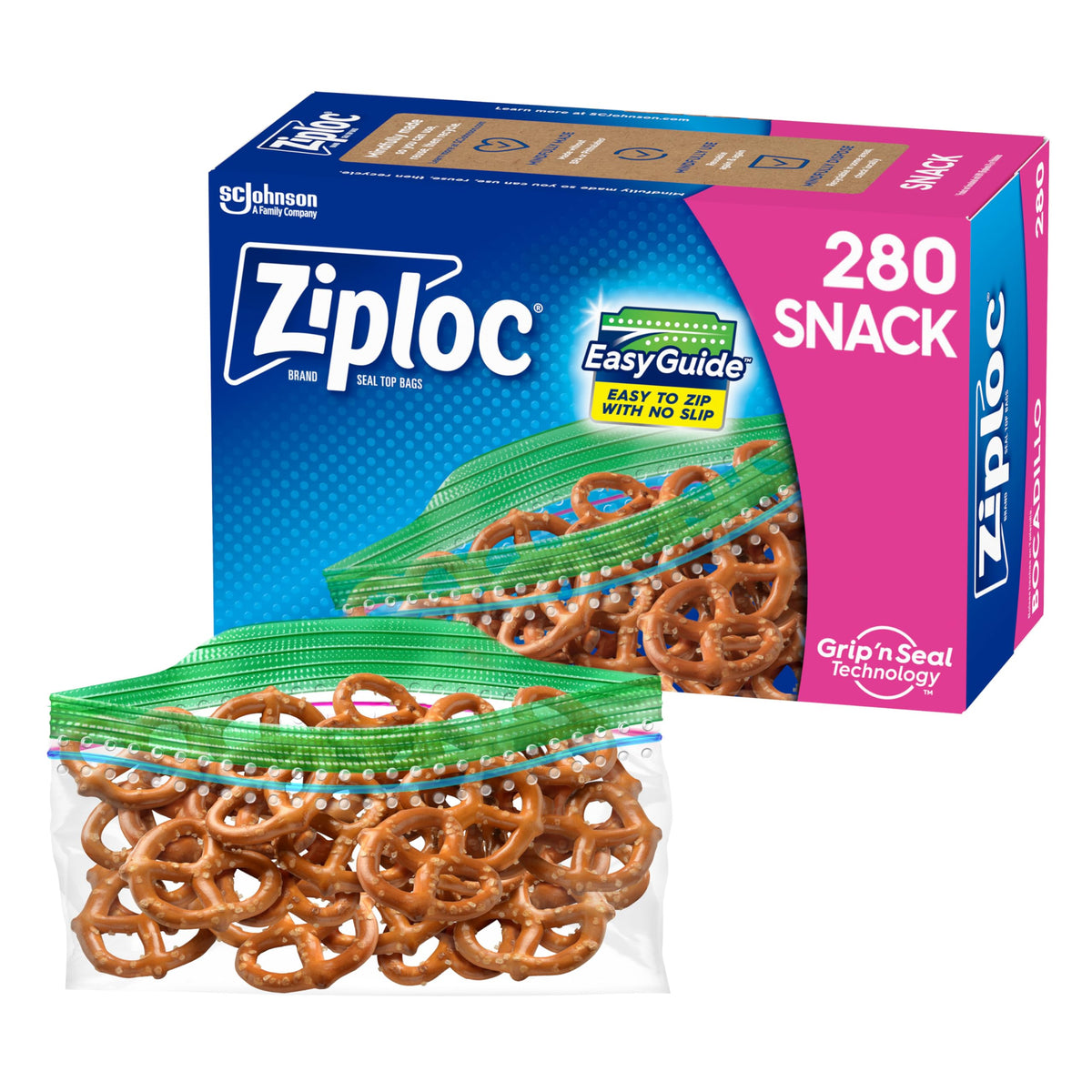 Ziploc Easy Guide Snack Bag Mega Pack, 280 ct — 9 Per Case