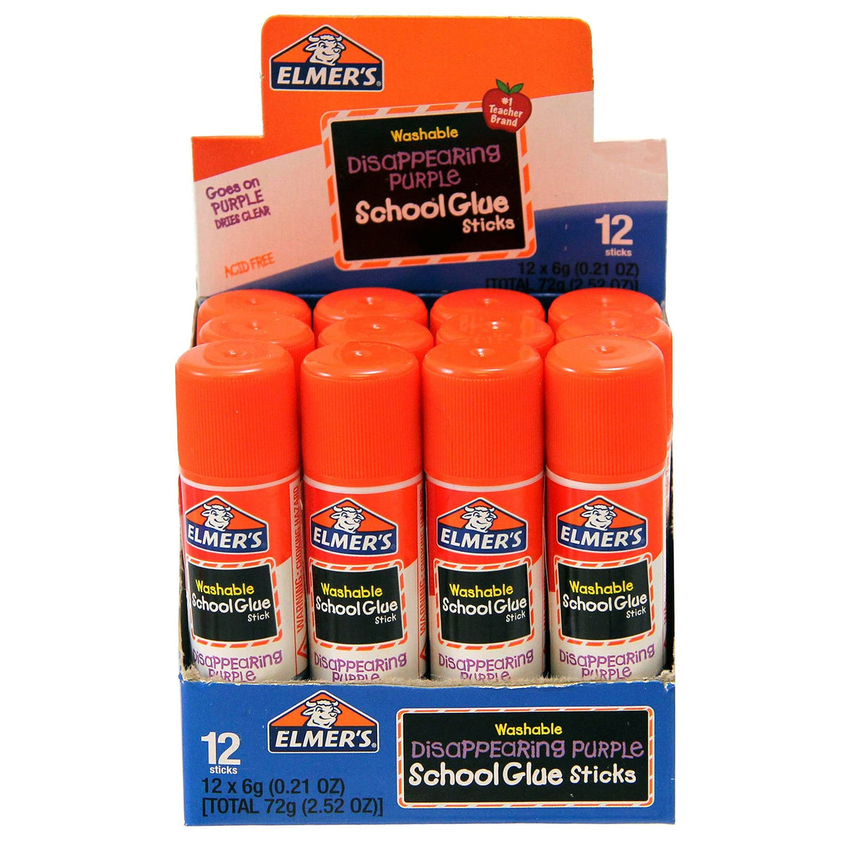 Elmer's Purple Glue Sticks Washable (6g, 12 ct)/24pk