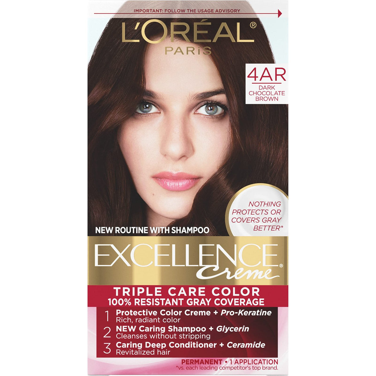 L'Oreal Excellence Creme Hair Color 4AR Dark Brown/12pk