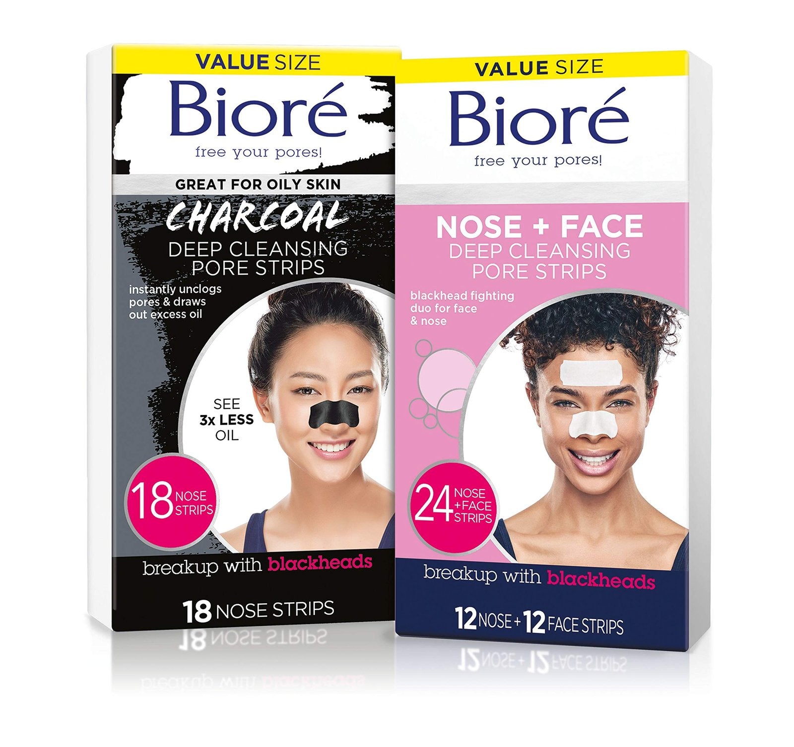 Biore Charcoal Nose+Face Pore Strips (24 Count)/12pk
