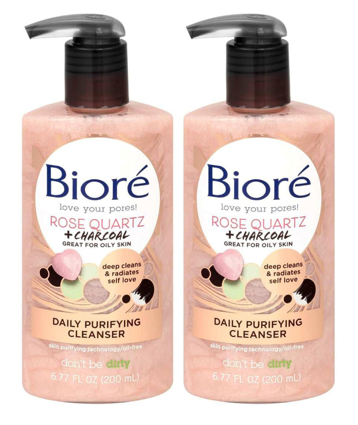 Biore Cleanser Rose Quartz + Charcoal (6.77 oz, 2 Pack)/12pk