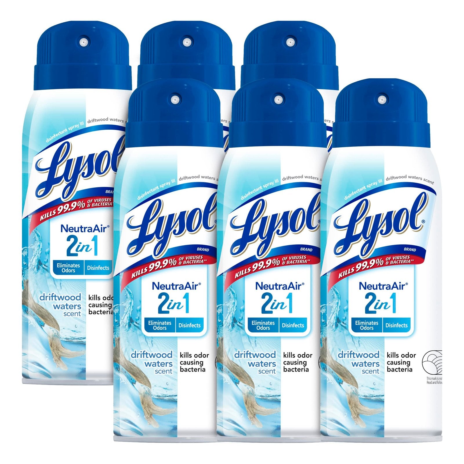 Lysol Neutra Air 2-in-1 Disinfectant Spray Driftwood Waters (10 oz, 6-pack)/6pk