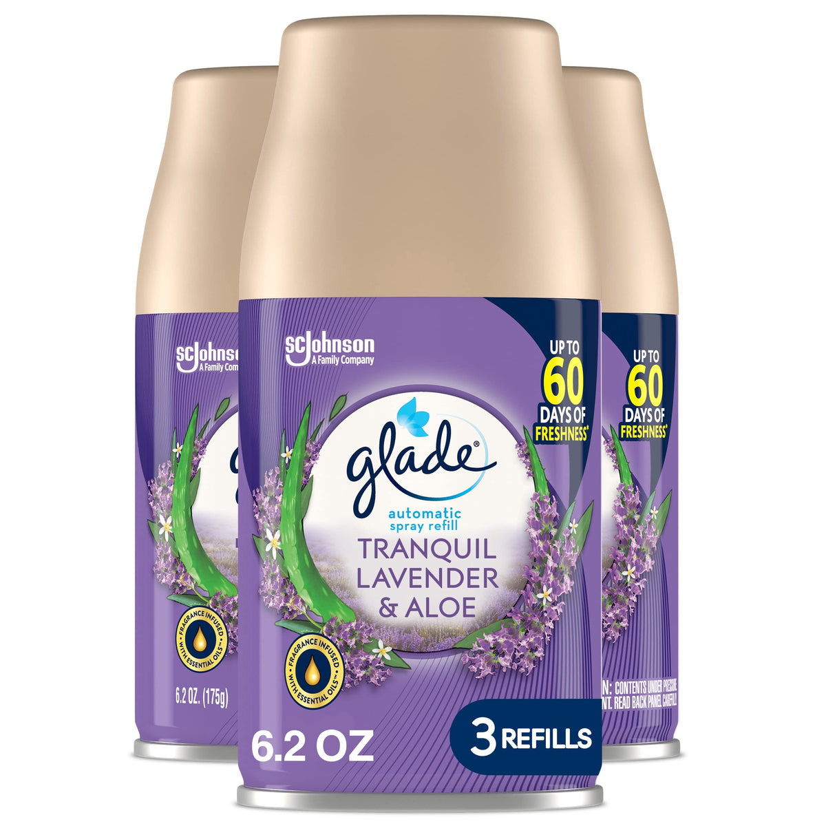 Glade Automatic Spray 3X6.2OZ Refills Tranquil Lavender & Aloe, 1 ct — 1 Per Case