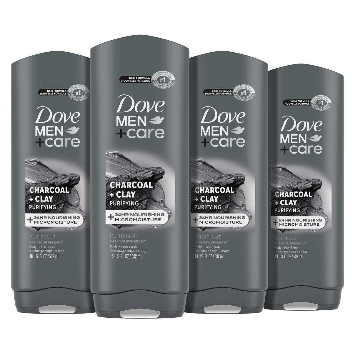 Dove Men+Care Charcoal + Clay, 18 oz — 4 Per Case