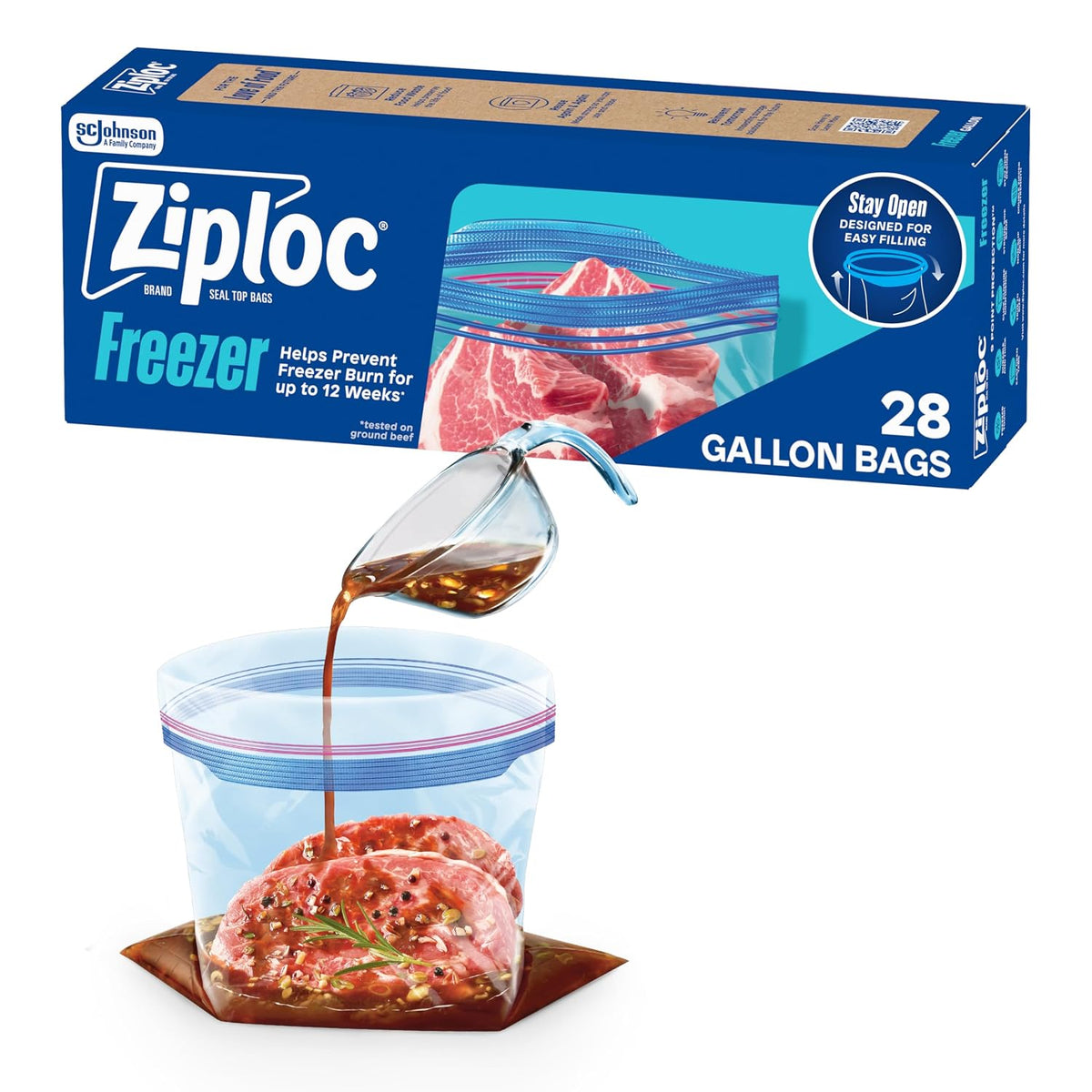 Ziploc Freezer Bags, Gallon, 28 Count — 9 Per Case