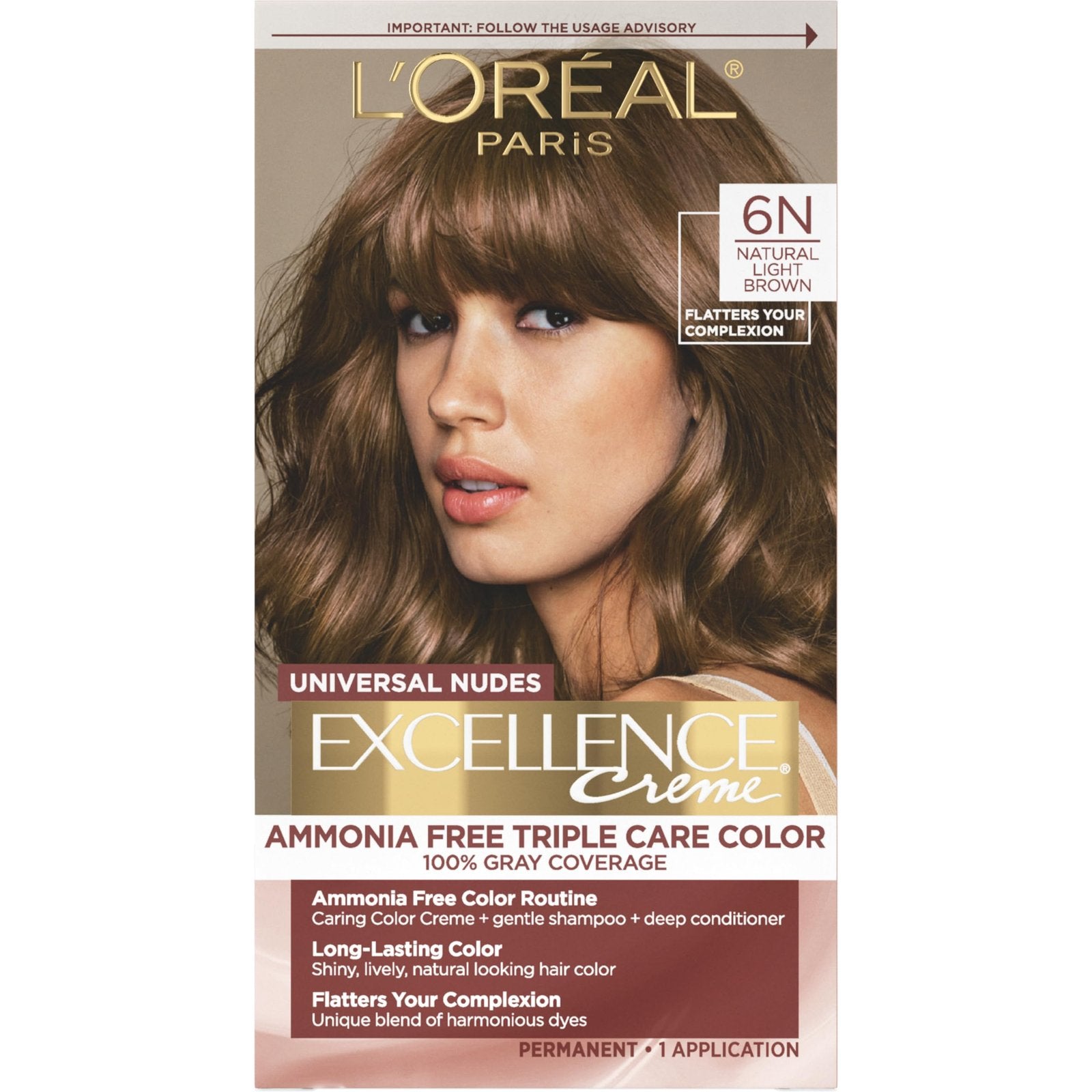 L’Oreal Excellence Universal Nudes Hair Color 6N/12pk