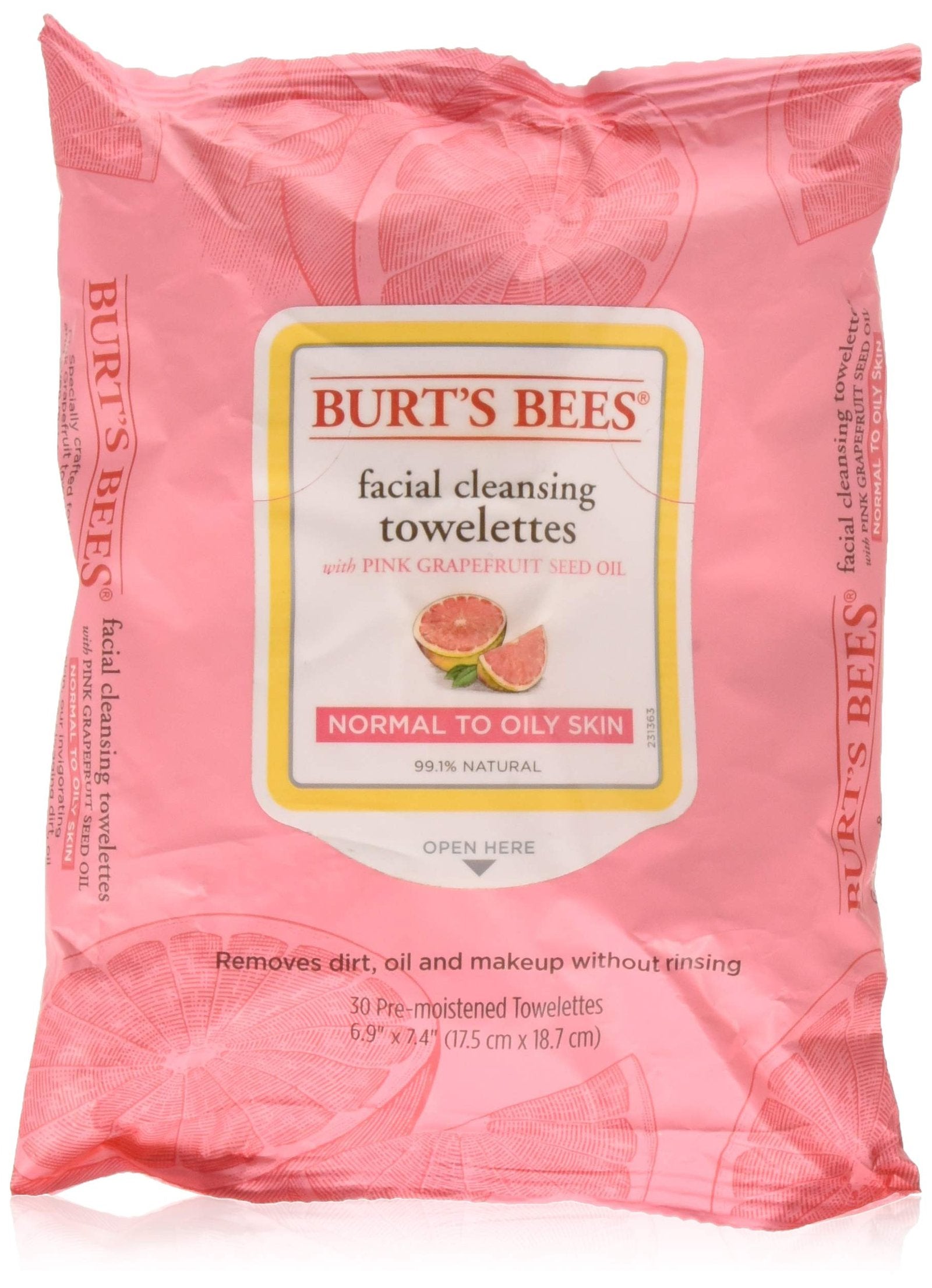 Burt’s Bees Cleansing Towelettes Grapefruit (30 Count)/12pk