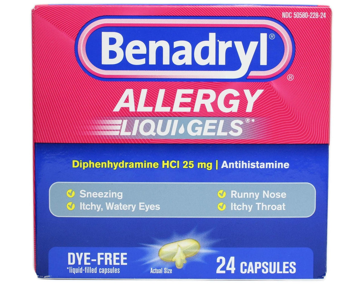 Benadryl Dye-Free Liqui-Gels (25 mg, 24 Count, 11 Pack)/24pk