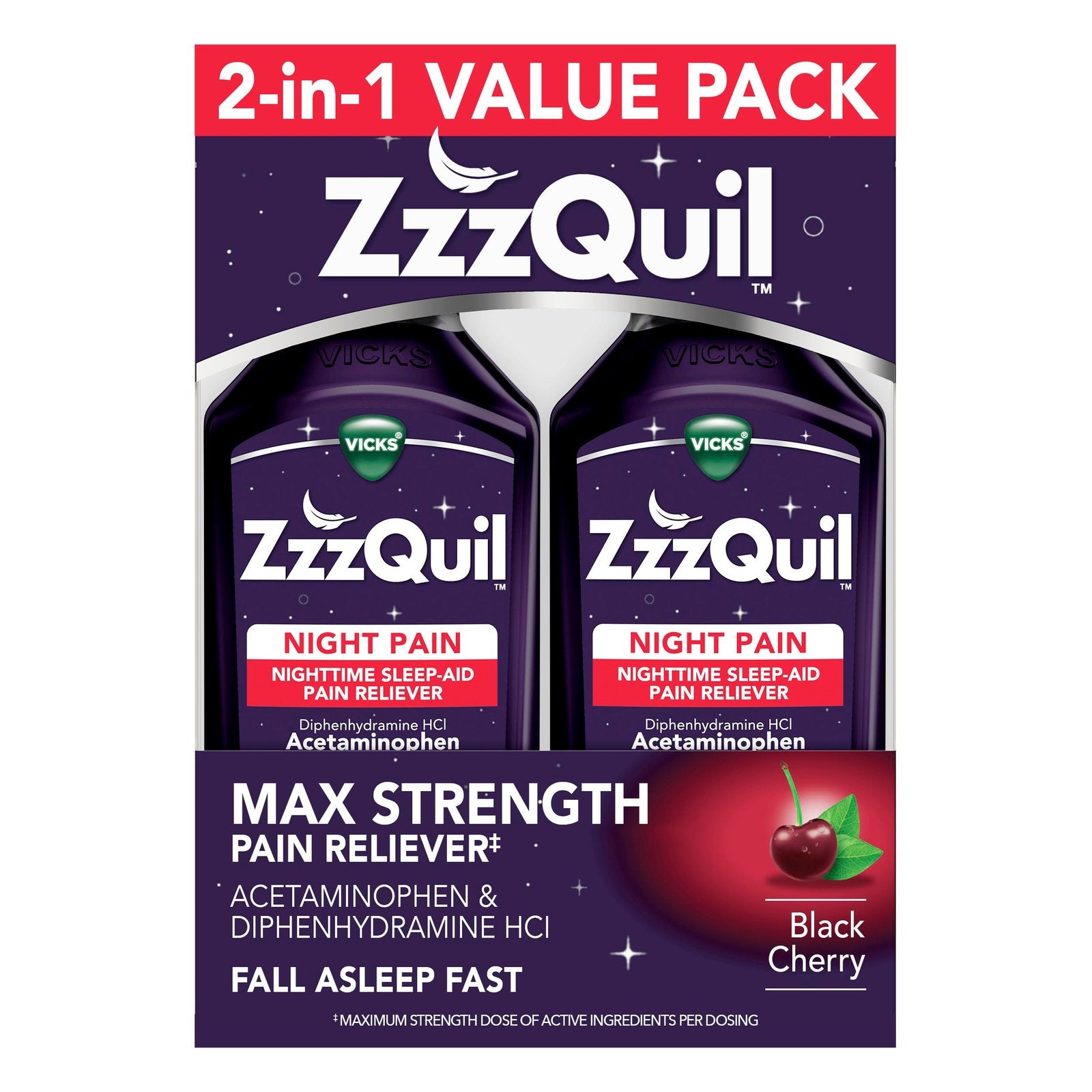 ZzzQuil Nighttime Pain Reliever & Sleep Aid (24 oz, 2-pack)/12pk
