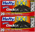 Hefty Cinch Trash Bags 33 Gallon, 20 Count — 6 Per Case