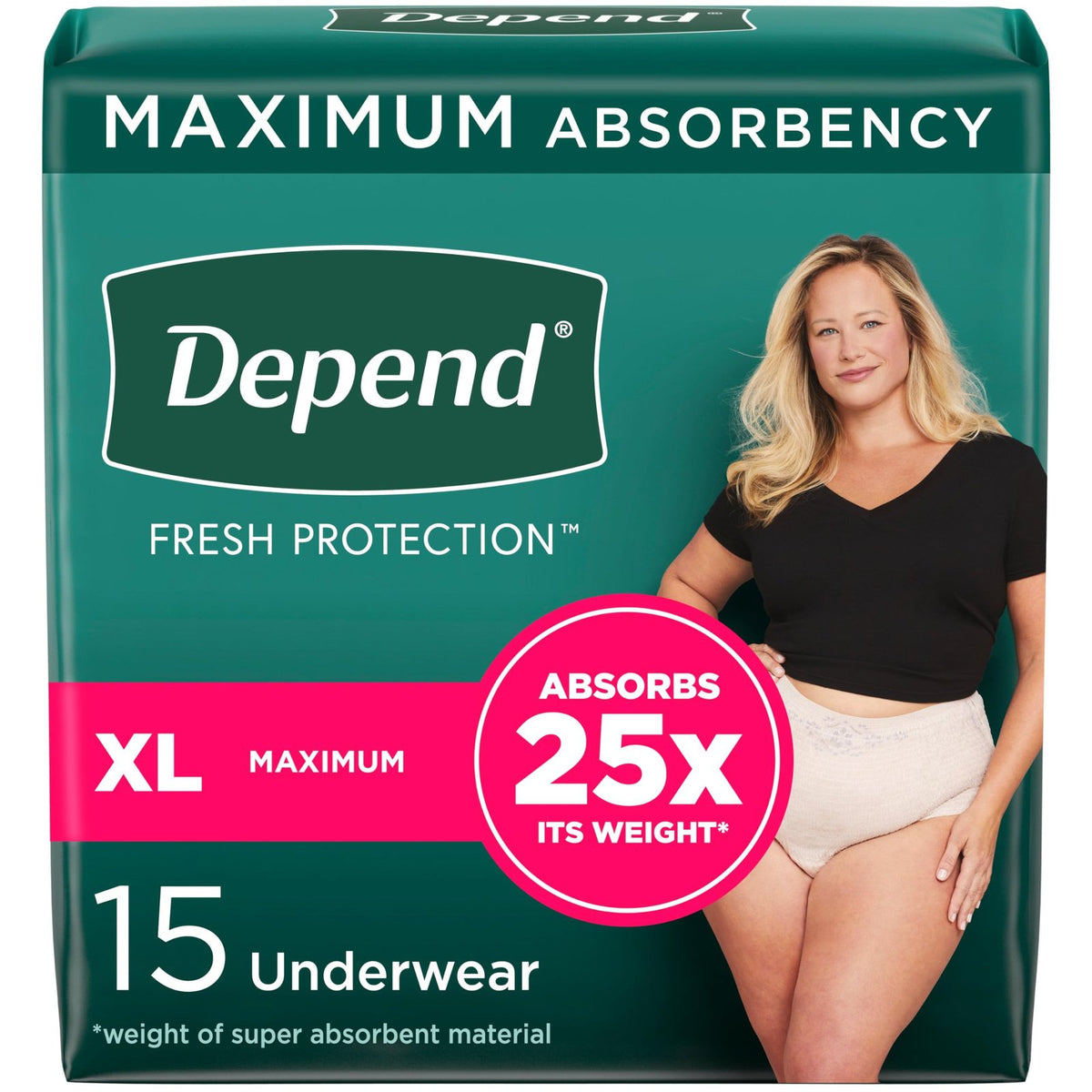 Depend Women's Bladder Leak Underwear - XL (15 ct)/2pk