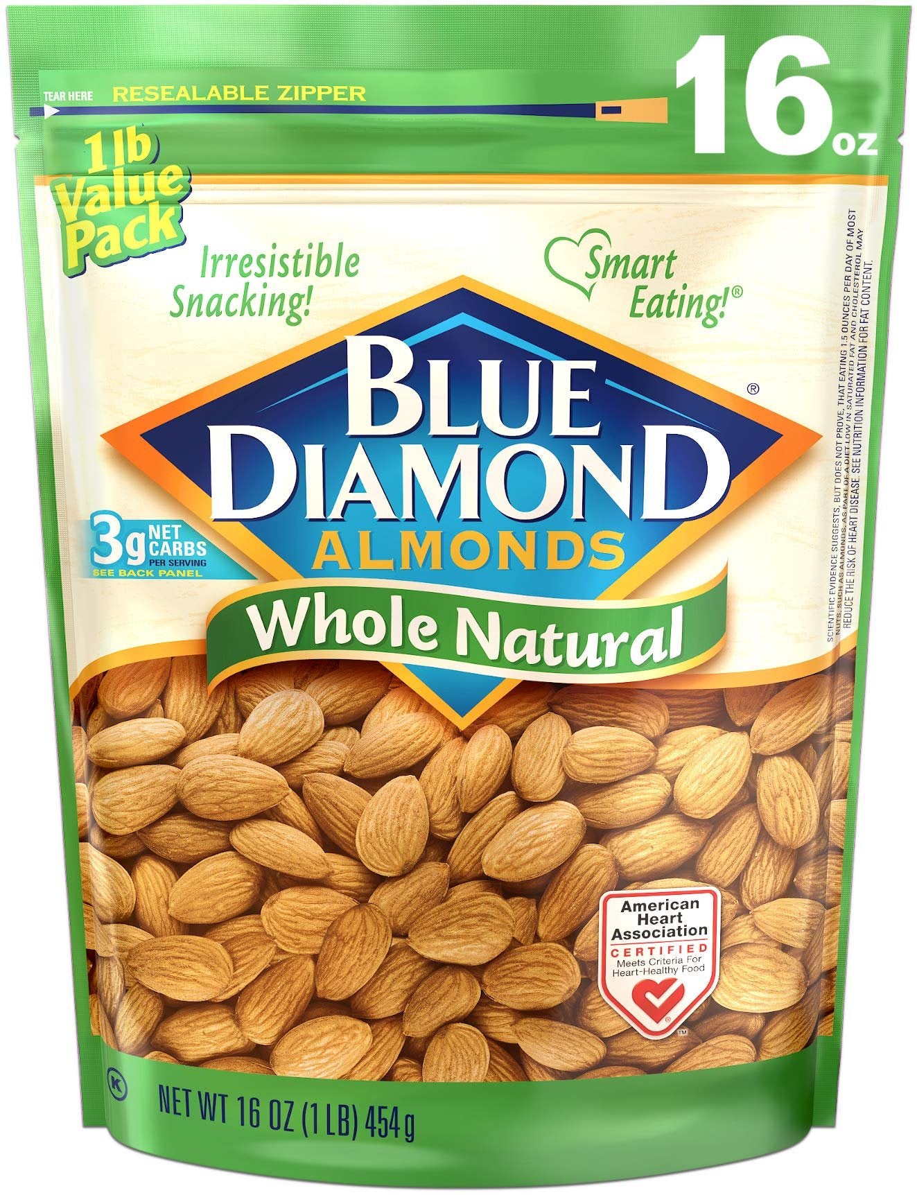 Blue Diamond Almonds Raw Whole Natural (16 oz)/6pk