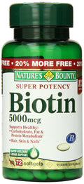 Nature's Bounty Biotin 5000 mcg Softgels (150 ct)/24pk