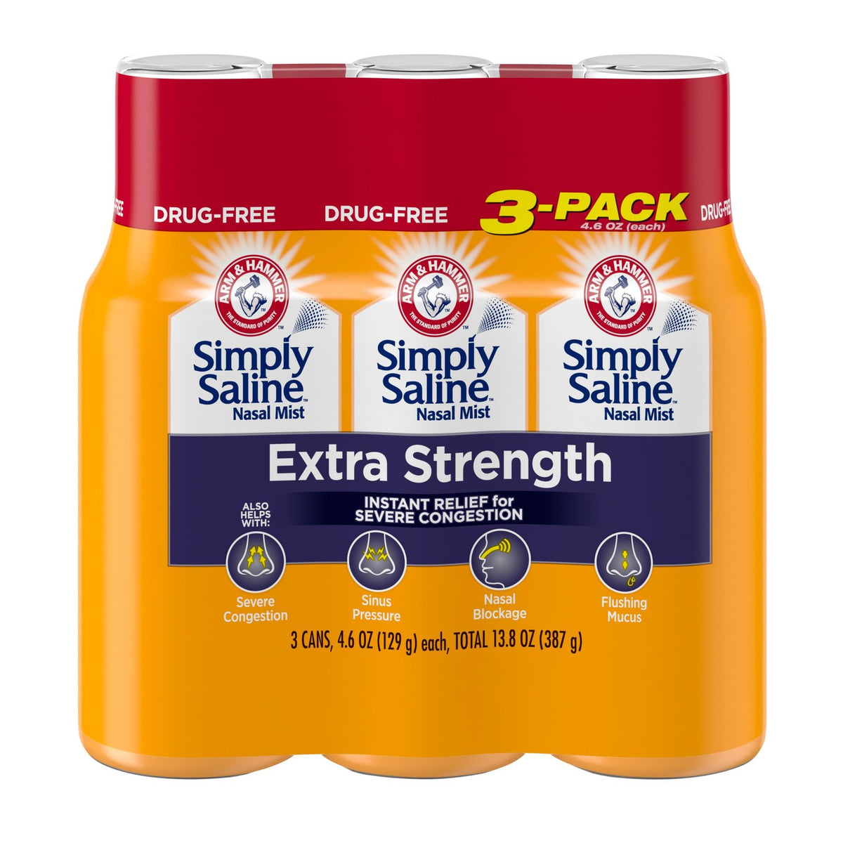 Simply Saline Extra Strength Nasal Mist (4.6 oz, 3 Pack)/24pk