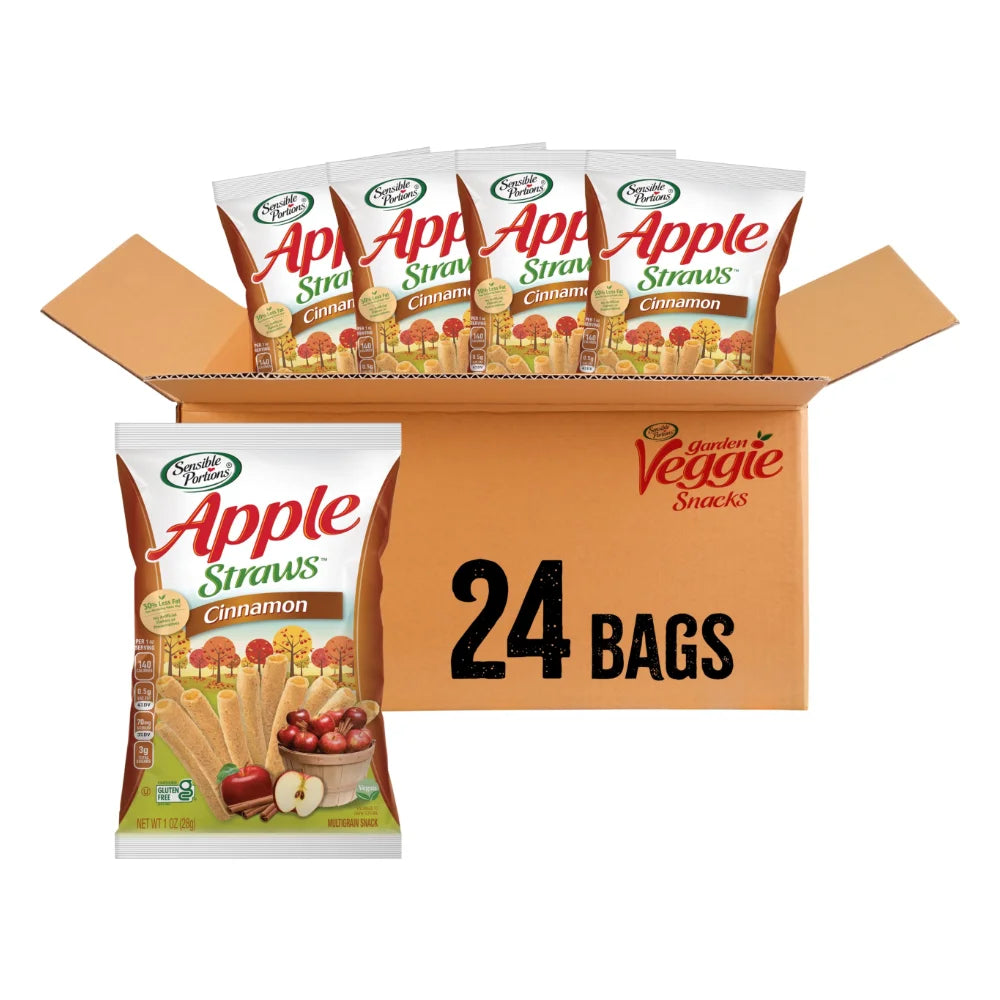 Sensible Portions Apple Straws Cinnamon, 1 Ounce — 24 Per Case