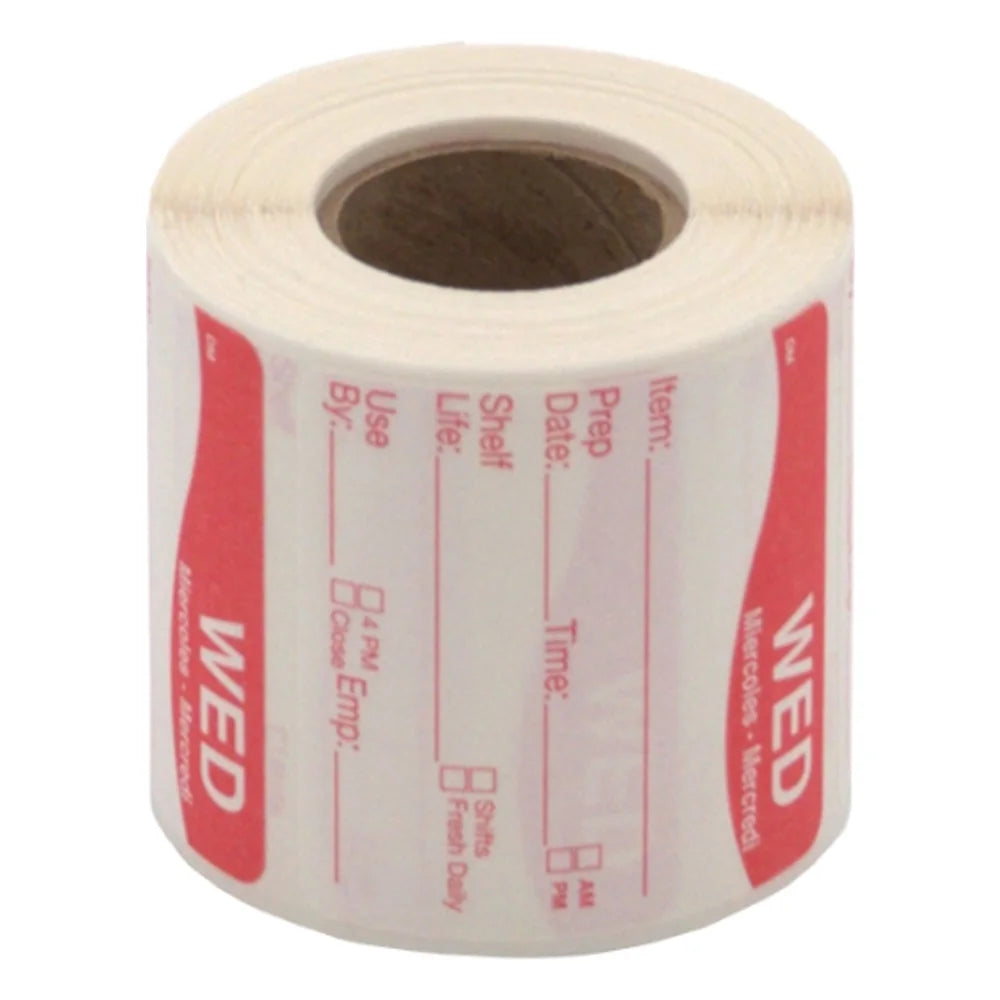 Daymark Dissolvemark-Dissolvable Adhesive 2 Inch X 2 Inch Rectangle Wednesday Shelf Life Label, 250 Count — 12 Per Case