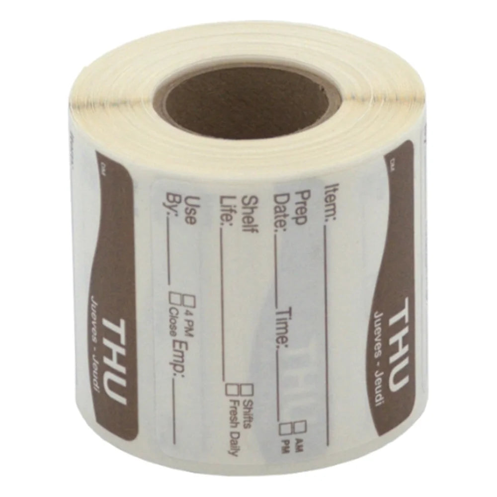 Daymark Dissolvemark-Dissolvable Adhesive 2 Inch X 2 Inch Rectangle Thursday Shelf Life Label, 250 Count — 12 Per Case