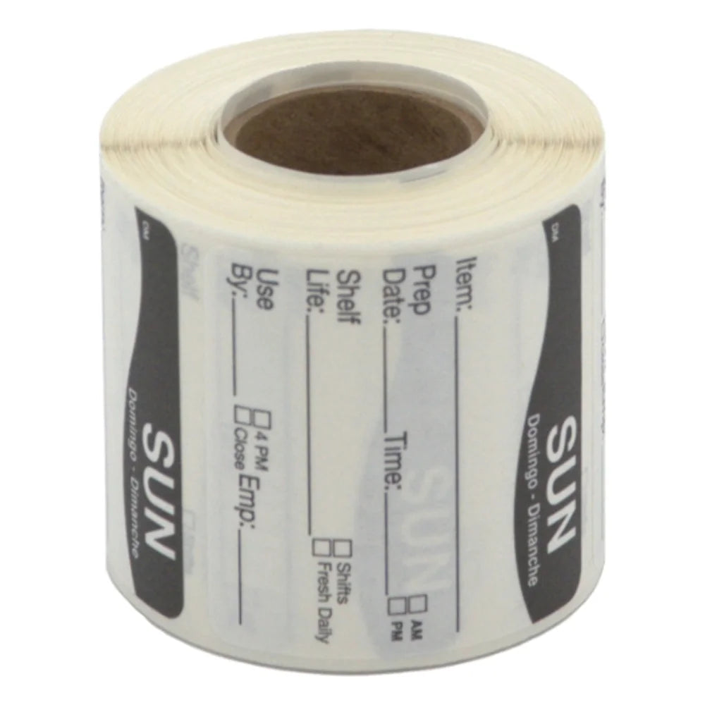 Daymark Dissolvemark-Dissolvable Adhesive 2 Inch X 2 Inch Rectangle Sunday Shelf Life Label, 250 Count — 12 Per Case