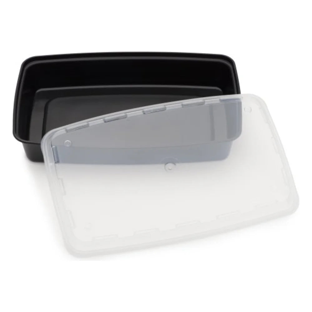 Cubeware Rectangular Black Container With Clear Lid, 48 Ounce — 1 Per Case