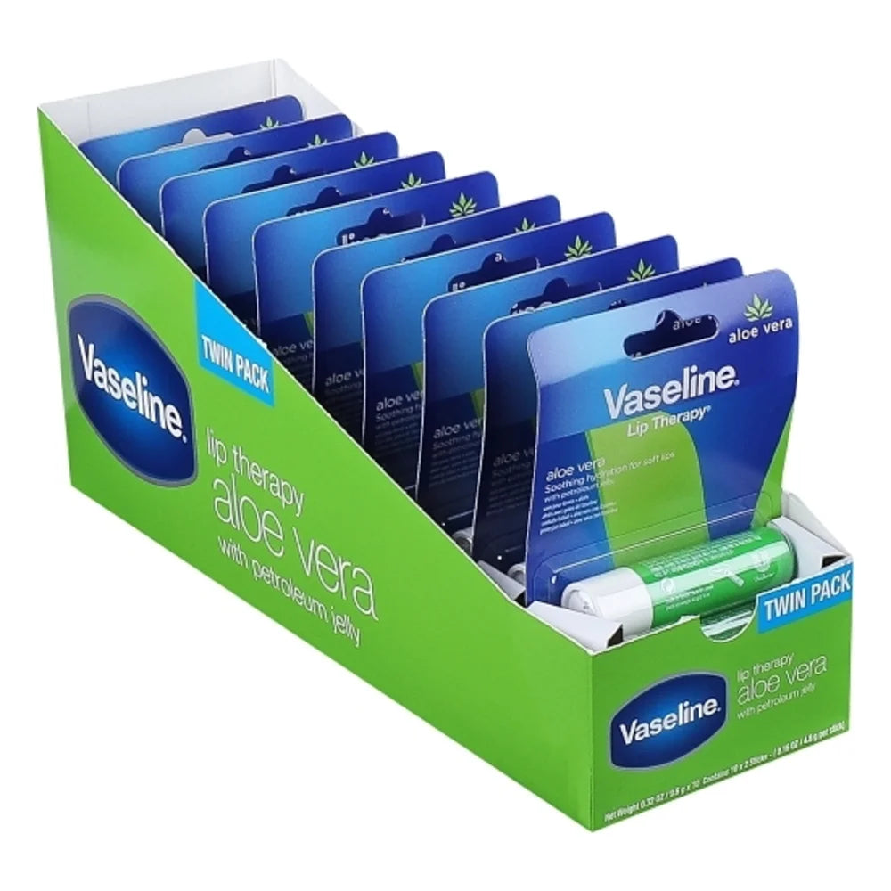 Vaseline Aloe Lip Twin Pack, 0.32 Ounce — 20 Per Case