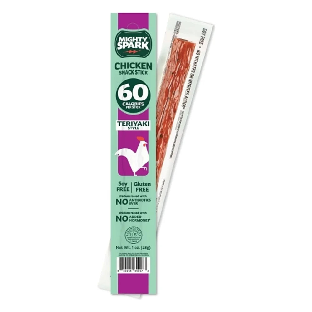 Mighty Spark Teriyaki Chicken Snack Stick, 1 Ounce — 72 Per Case