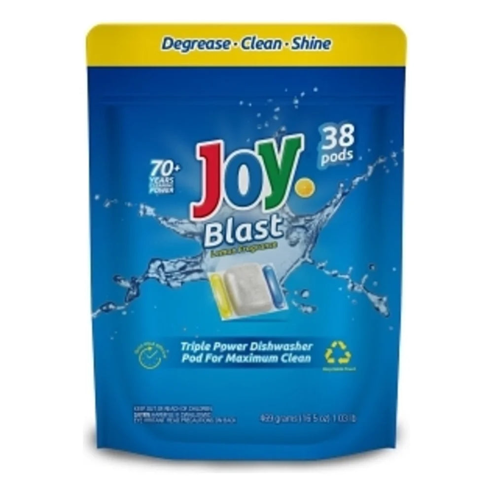 Joy Blast Lemon Fragrance 3 Chamber Dishwasher Pods, 38 Count — 8 Per Case