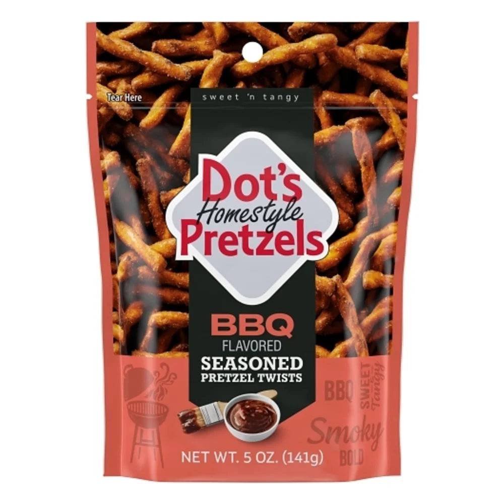 Dot's Homestyle Pretzels Bbq Flavored Seasoned Pretzel Twists Bag, 5 Ounce — 10 Per Case
