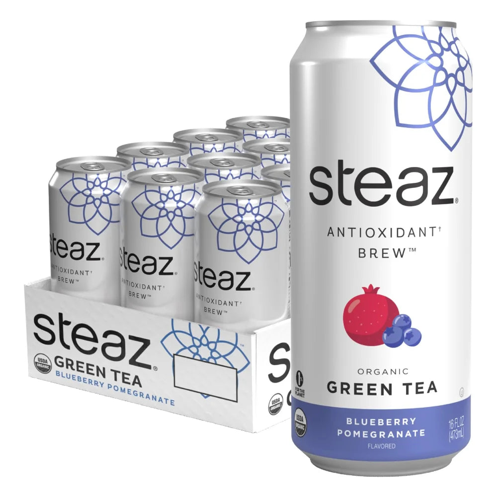 Steaz Organic Iced Green Tea Blueberry Pomegranate, 16 Fluid Ounce — 12 Per Case