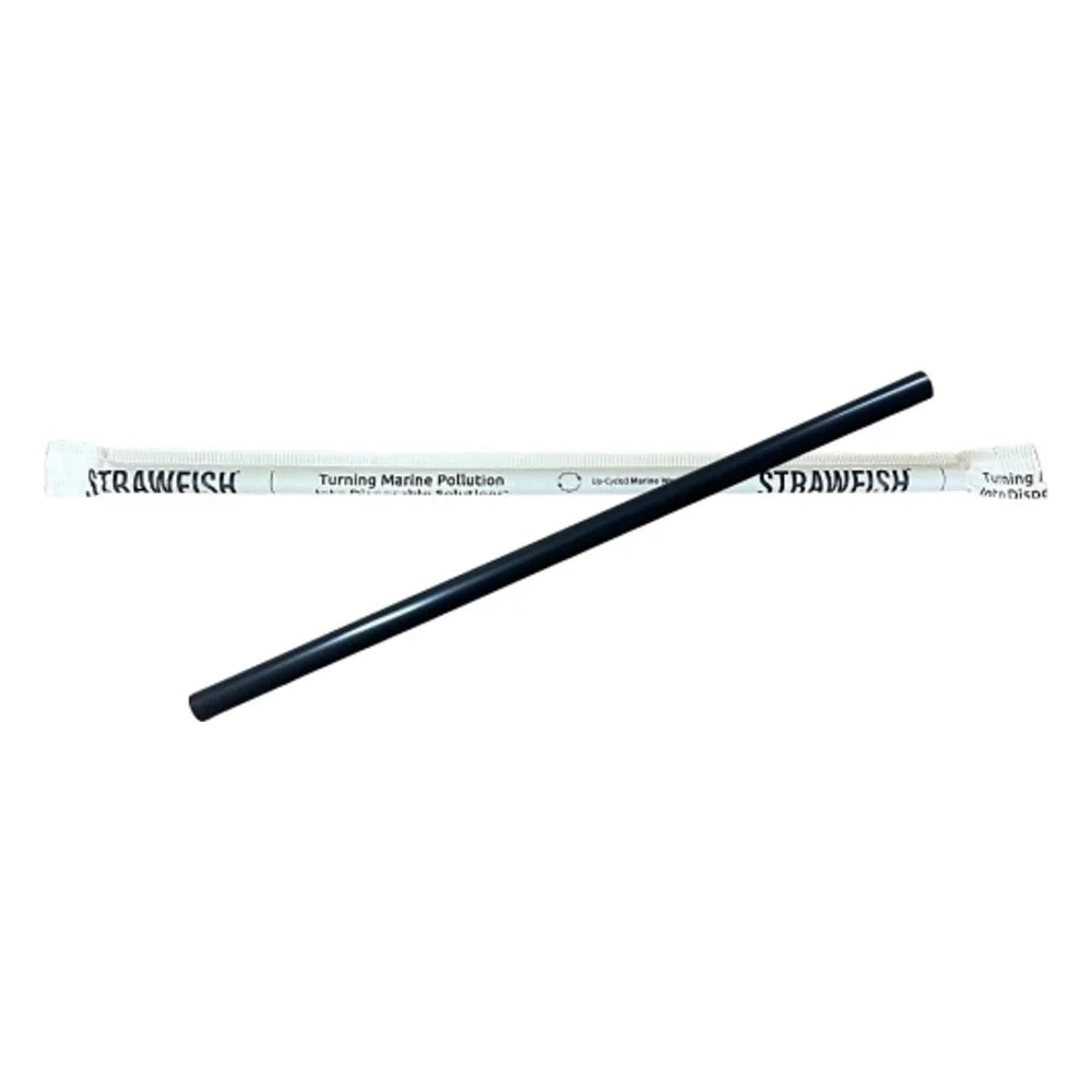 StrawFish 7.75" Giant Straw Wrapped Black Biodegradable, 500 Count — 10 Per Case