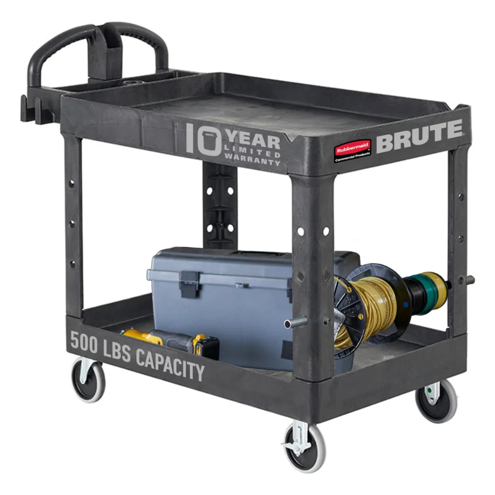 Rubbermaid Commercial Products Heavy Duty Utility Cart Medium Black — 1 Per Case