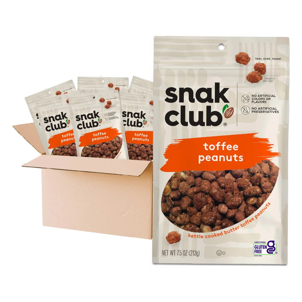 Snak Club Toffee Peanuts, 7.5 Ounce — 6 Per Case