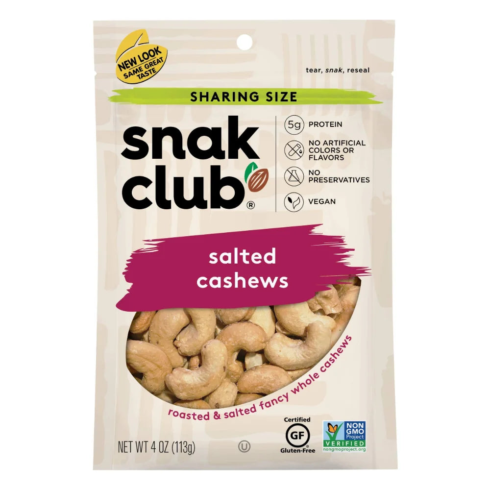 Snak Club Salted Cashews, 4 Ounce — 6 Per Case