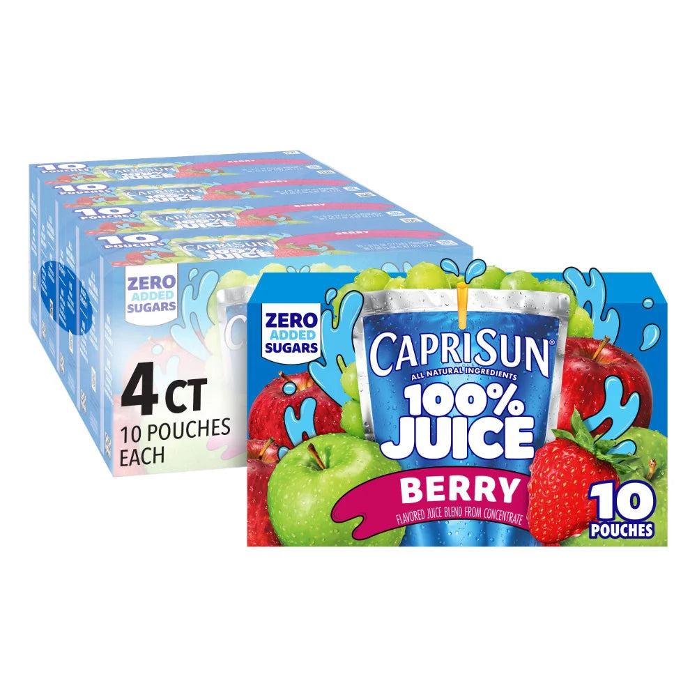 Capri Sun 100% Juice Ready To Drink Berry Juice, 1.87 Quart — 4 Per Case