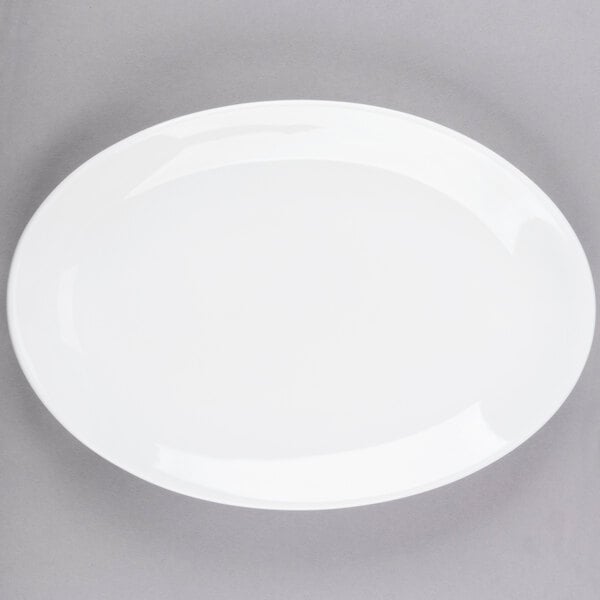 Libbey Porcelana Coupe Rolled Edge Oval Platter 9.75" X 7.5" - Bright White - 24 ct — Case of 1