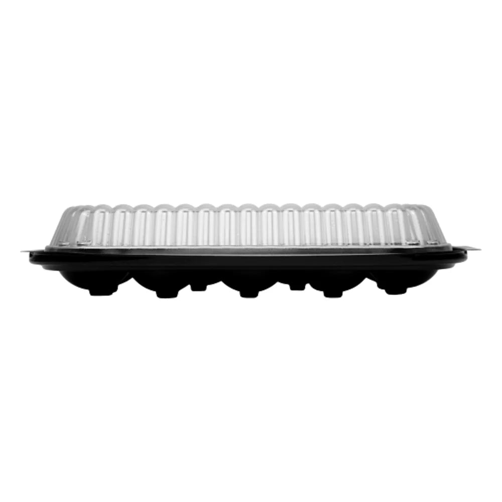 D&W Fine Pack 12 Egg Pet Black Tray With Clear Dome — 328 Per Case