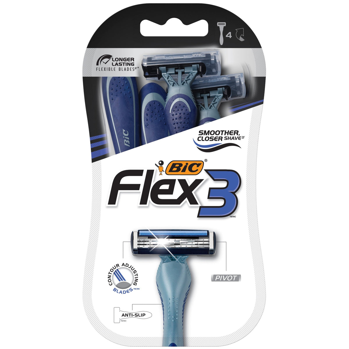Bic Flex 3 Men's Titanium, 4 Pack — 72 Per Case