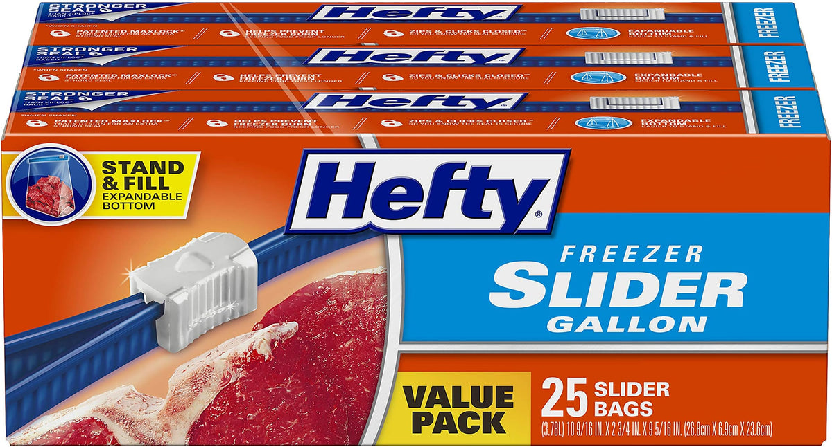 Hefty Slider Freezer Bags Gallon, 25 ct — 9 Per Case