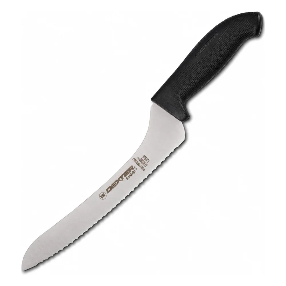 Dexter Sofgrip Black Offset Scalloped Sandwich Knife, 9 Inch — 1 Per Case