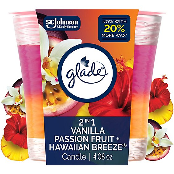 Glade 2 in 1 Candle - Vanilla Passion Fruit & Hawaiian Breeze, 4.08 oz — 6 Per Case