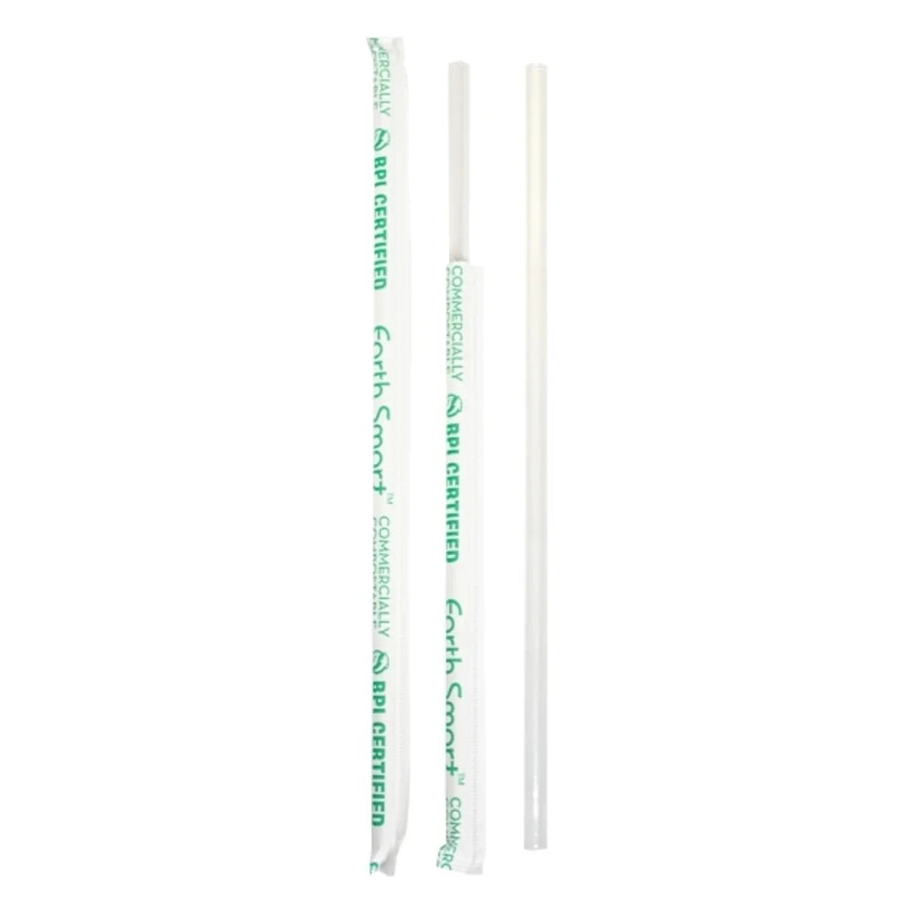 D&W Fine Pack 10.25 Inch Wrapped Straws Compostable — 1200 Per Case