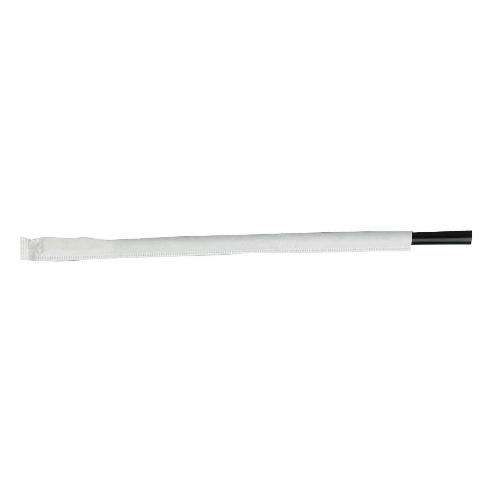 D&W Fine Pack 7.75 Inch Giant Individually Wrapped Ebony Black Straw — 7200 Per Case