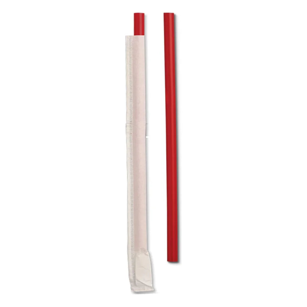 D&W Fine Pack 7.75 Giant Individually Wrapped Red Straw — 7200 Per Case