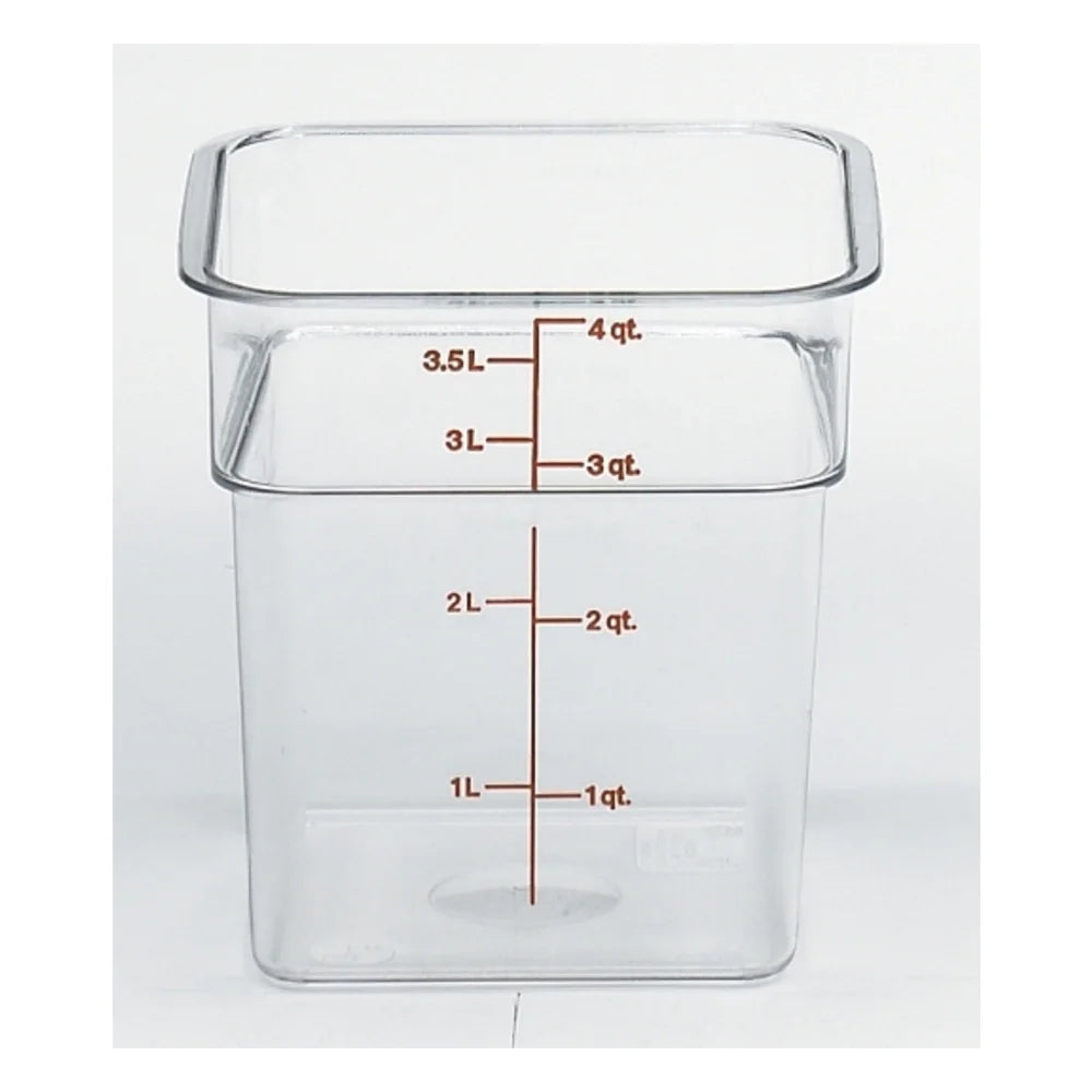 Cambro Camwear Clear Square Container, 4 Quart — 1 Per Case