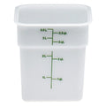 Cambro Camsquare Kelly Green Graduation Mark White Poly Container, 4 Quart — 1 Per Case