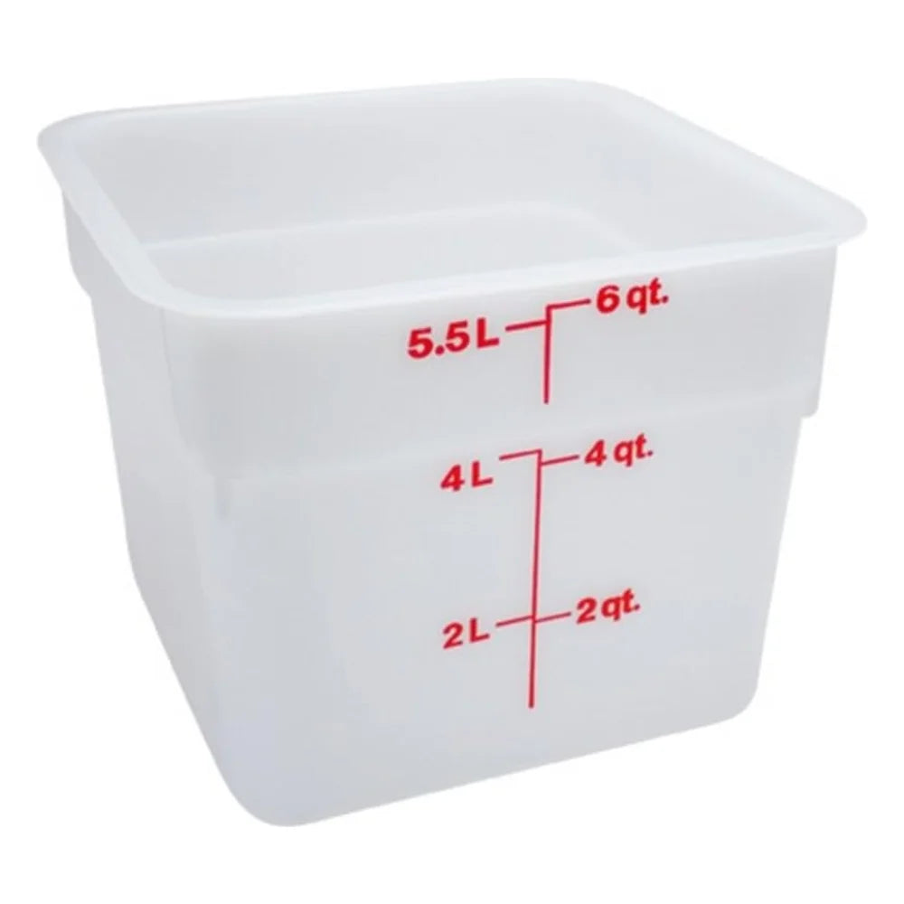 Cambro Camsquare 6 Quart Winter Rose Graduation Mark White Poly Container, 1 Each — 1 Per Case