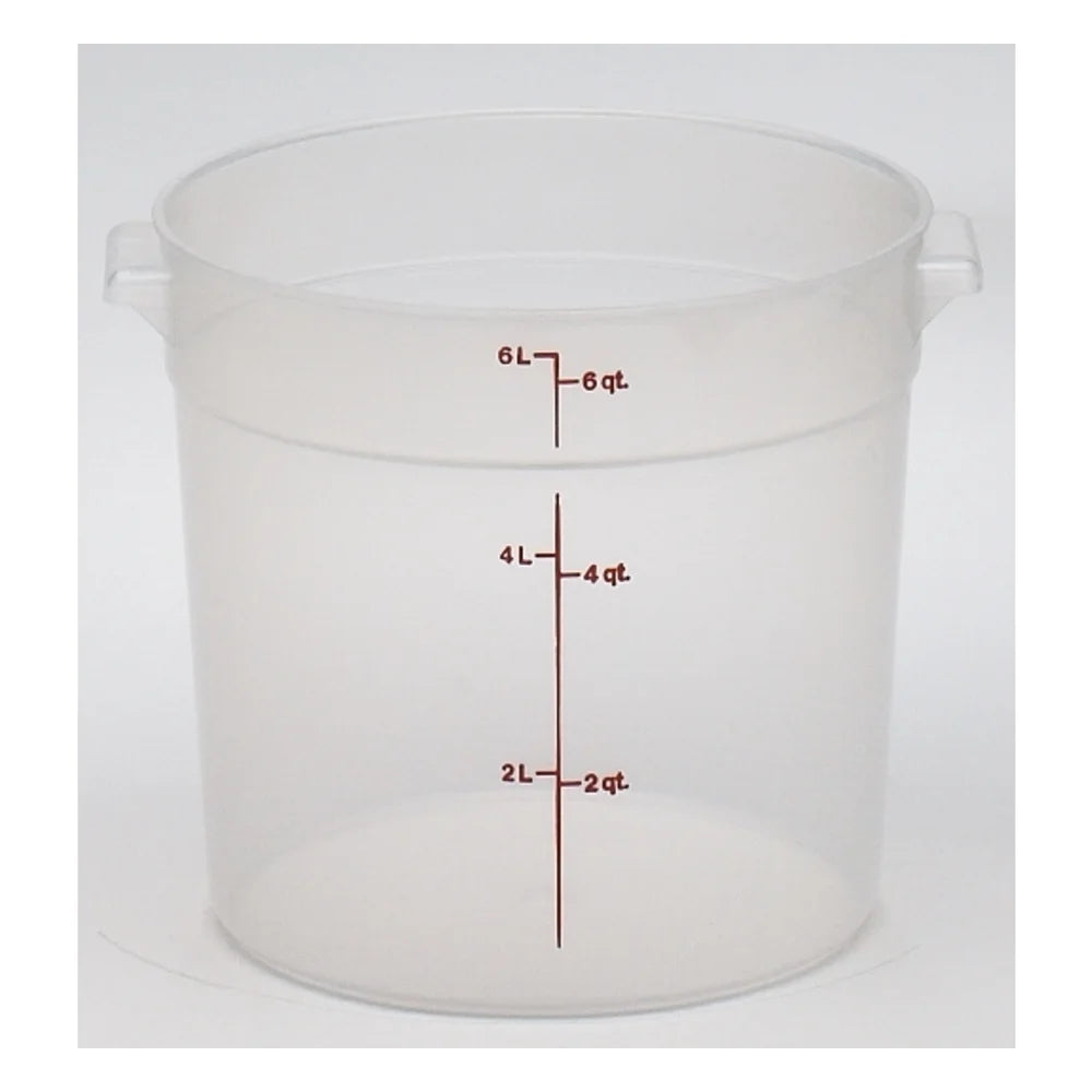 Cambro Round Translucent Measuring Storage Container, 6 Quart — 12 Per Case