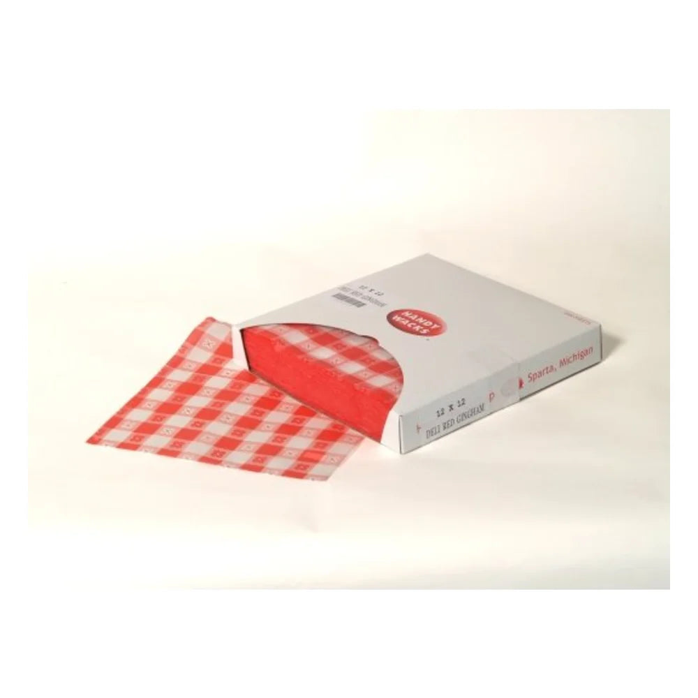 Handy Wacks Red Gingham 12 Inch X 12 Inch Sandwich Wrap, 1000 Count — 6 Per Case