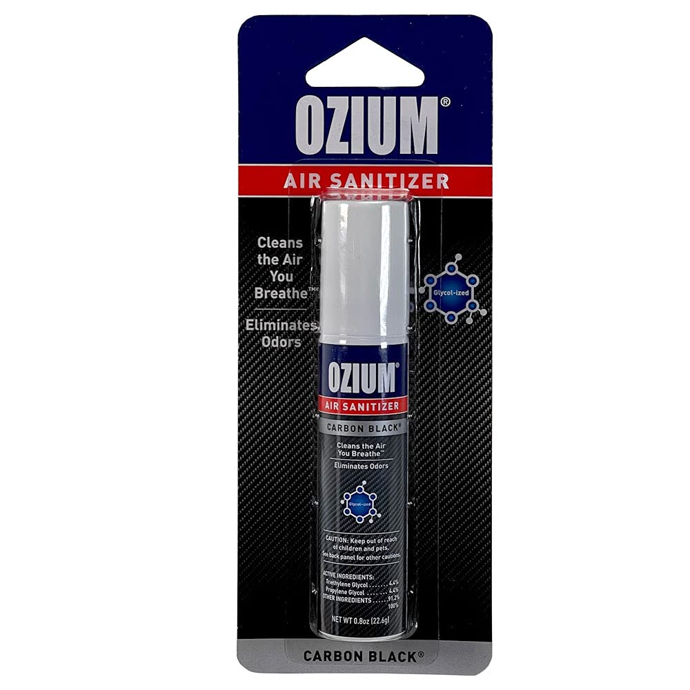 Ozium Carbon Black Scent Air Sanitizer Spray, 0.8 oz — 48 Per Case
