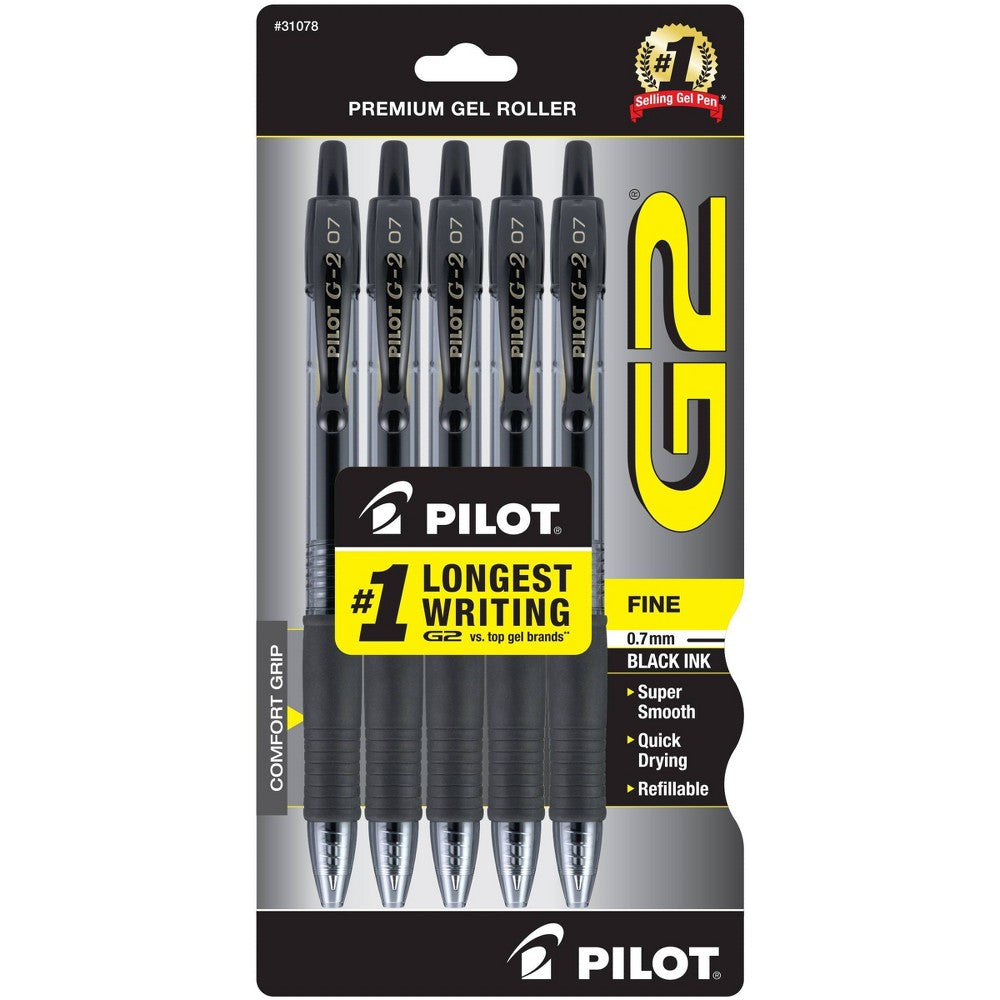 Pilot G2 Gel 5 pk Fine Black — Case of 48