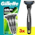 Gillette Mach3 Sensitive Disposable Razors, 3 ct — 12 Per Case